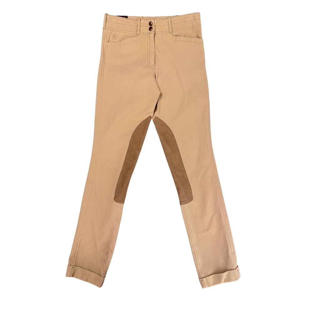 Ariat Girls Heritage Tan Knee Patch Riding Breeches Equesrian Size 16 Regular